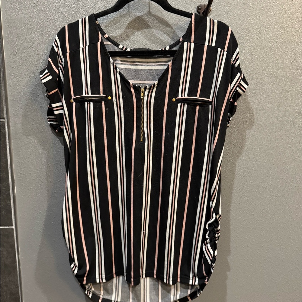 Sweet Wanderer Maternity Black and White Striped Blouse